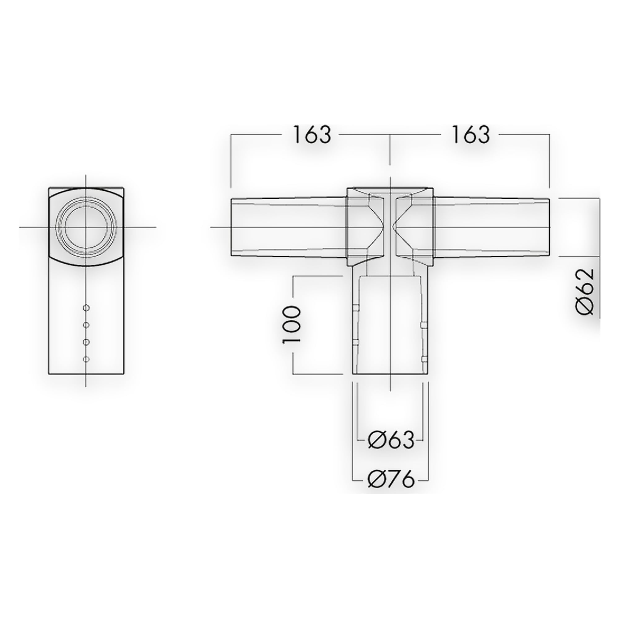 Glamox O48/O55 TWIN BRACKET POLE Ø60 ANTHRACITE
