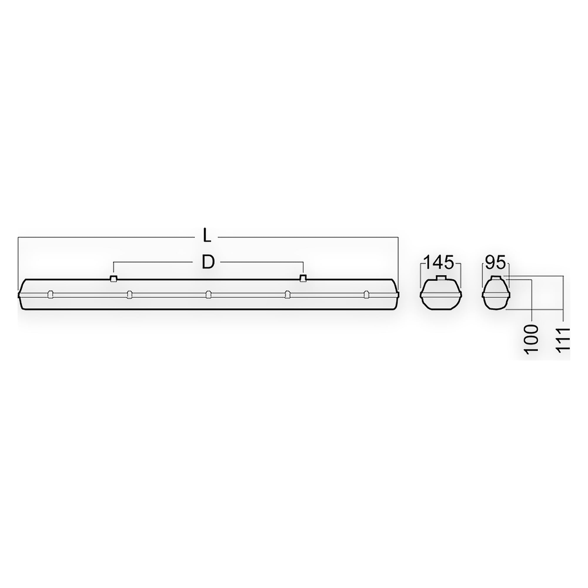 Glamox iG66 industrial luminaire, 5450 lm, 4000 K, switchable