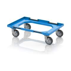 Auer RO V 64 GU FA.L-5015. Transportroller Kompakt mit Verknüpfungssystem und Gummirädern